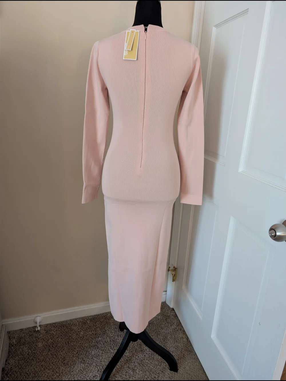 ​NWT Michael Kors Ribbed Snap Side Midi Dress Powder Blush Pink S